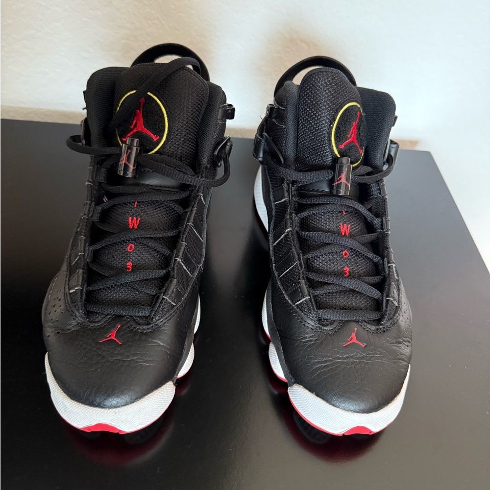 Boys JORDAN 6 RINGS (GS) black red and white